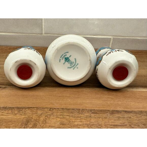 Staffordshire 3pc Salt, Pepper & Condiment Jar, England, Fine Bone China - Picture 5 of 8